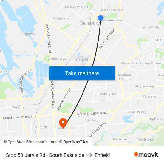 Stop 53 Jarvis Rd - South East side to Enfield map