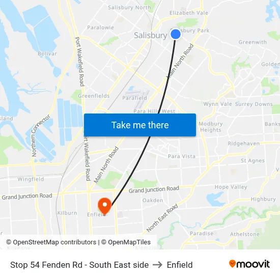 Stop 54 Fenden Rd - South East side to Enfield map