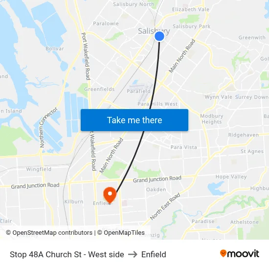 Stop 48A Church St - West side to Enfield map
