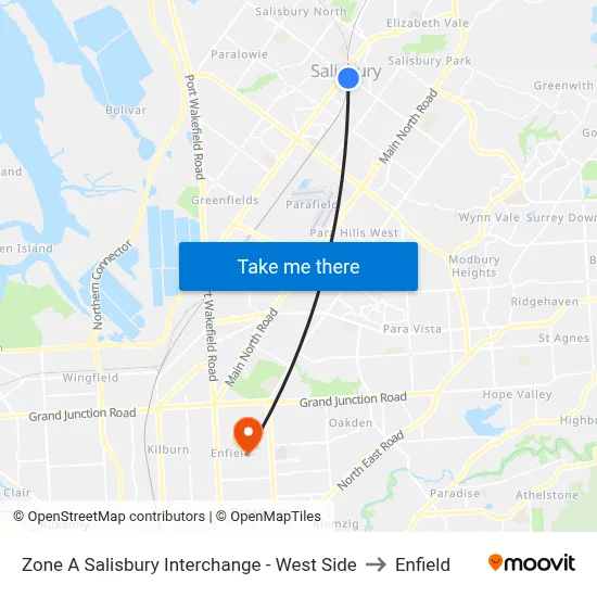 Zone A Salisbury Interchange - West Side to Enfield map
