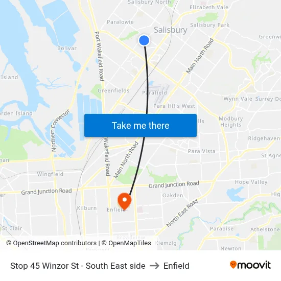 Stop 45 Winzor St - South East side to Enfield map