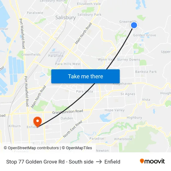 Stop 77 Golden Grove Rd - South side to Enfield map