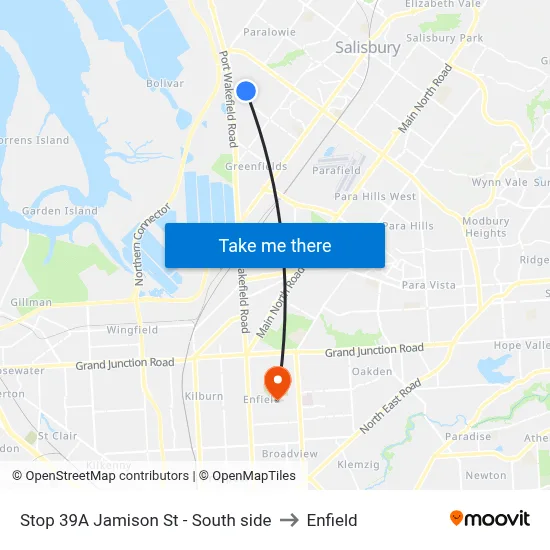 Stop 39A Jamison St - South side to Enfield map