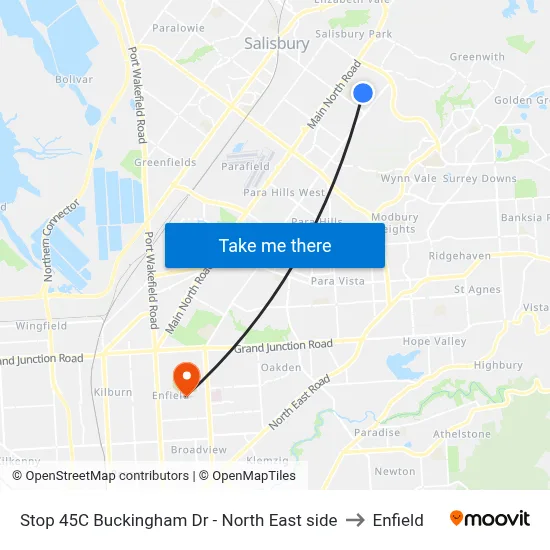 Stop 45C Buckingham Dr - North East side to Enfield map