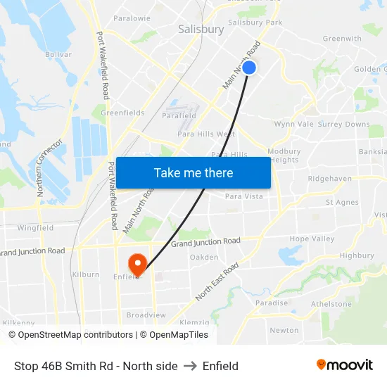 Stop 46B Smith Rd - North side to Enfield map
