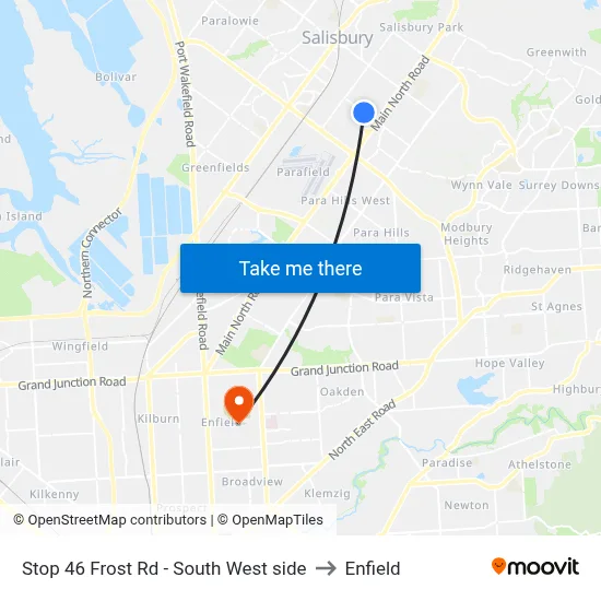 Stop 46 Frost Rd - South West side to Enfield map