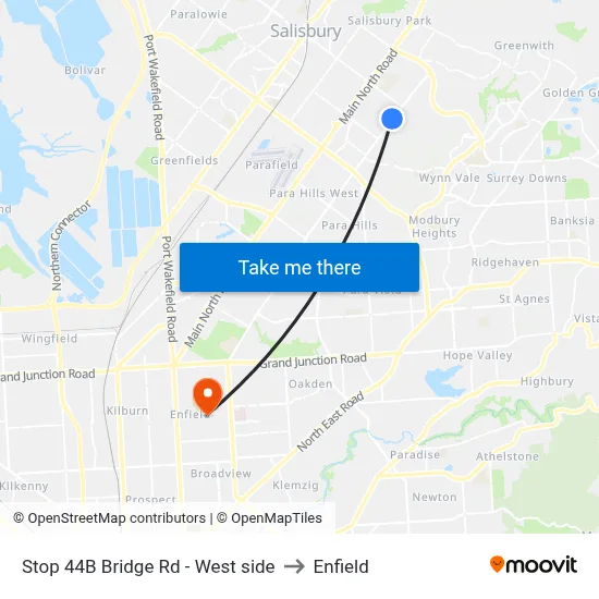 Stop 44B Bridge Rd - West side to Enfield map