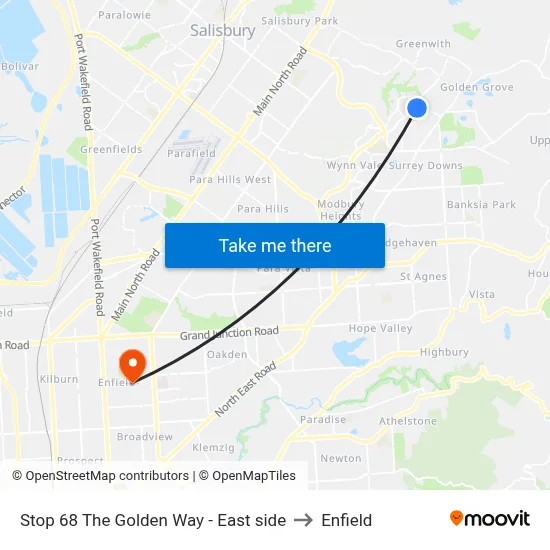 Stop 68 The Golden Way - East side to Enfield map