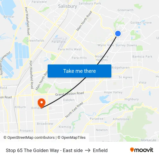 Stop 65 The Golden Way - East side to Enfield map