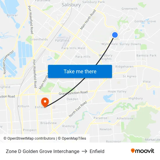 Zone D Golden Grove Interchange to Enfield map