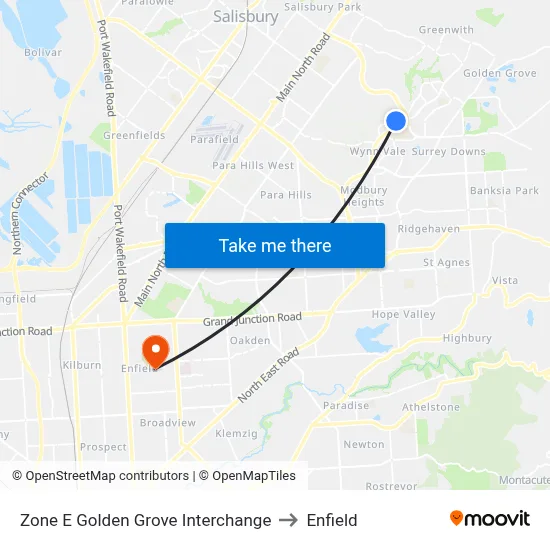 Zone E Golden Grove Interchange to Enfield map