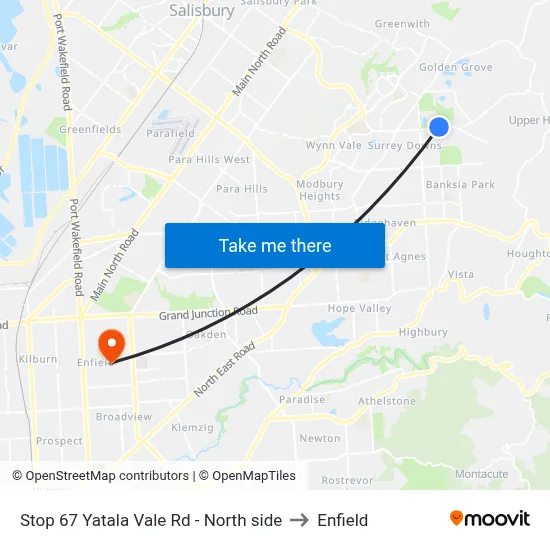 Stop 67 Yatala Vale Rd - North side to Enfield map