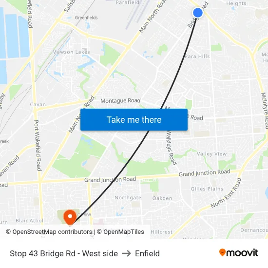 Stop 43 Bridge Rd - West side to Enfield map