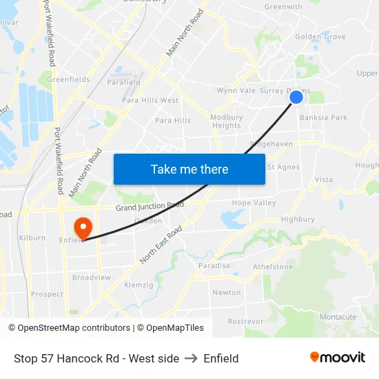 Stop 57 Hancock Rd - West side to Enfield map