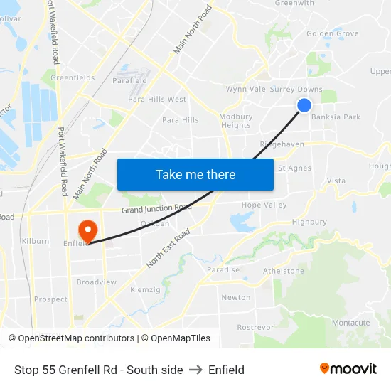 Stop 55 Grenfell Rd - South side to Enfield map