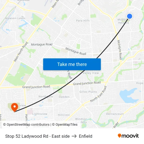 Stop 52 Ladywood Rd - East side to Enfield map
