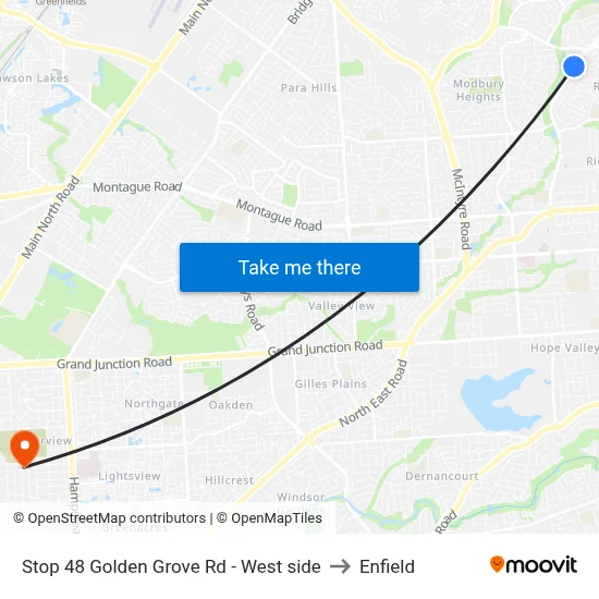 Stop 48 Golden Grove Rd - West side to Enfield map