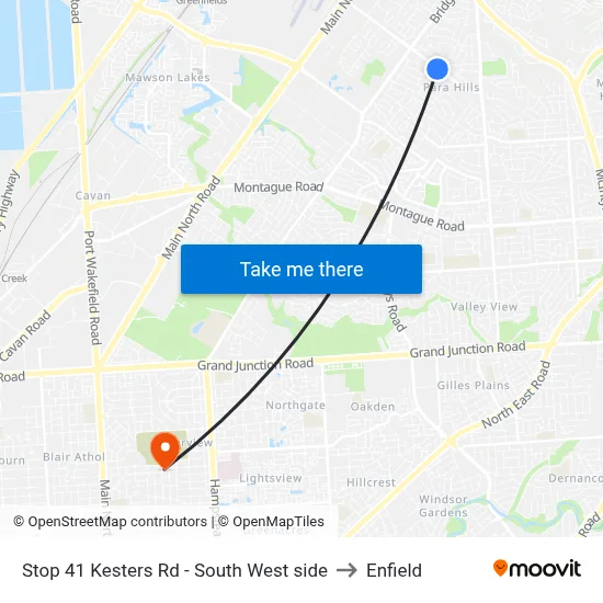 Stop 41 Kesters Rd - South West side to Enfield map