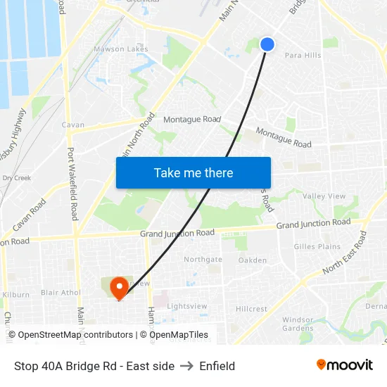 Stop 40A Bridge Rd - East side to Enfield map