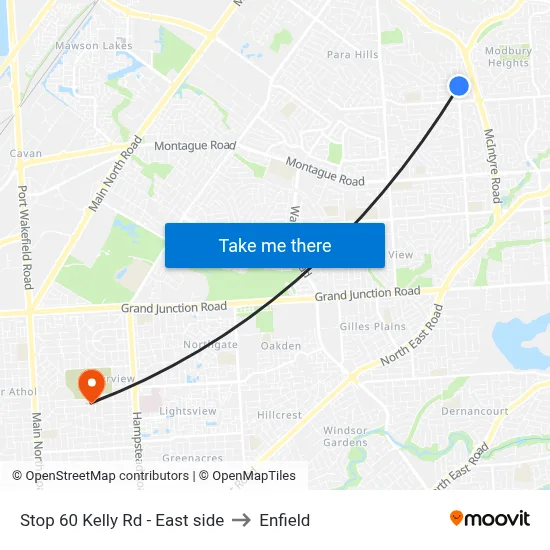 Stop 60 Kelly Rd - East side to Enfield map
