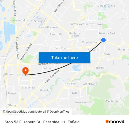 Stop 53 Elizabeth St - East side to Enfield map