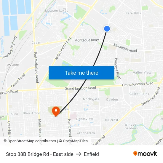 Stop 38B Bridge Rd - East side to Enfield map