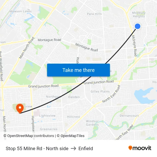 Stop 55 Milne Rd - North side to Enfield map