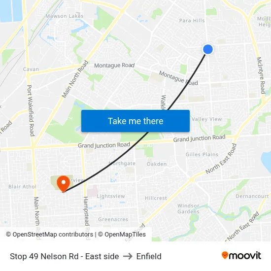 Stop 49 Nelson Rd - East side to Enfield map