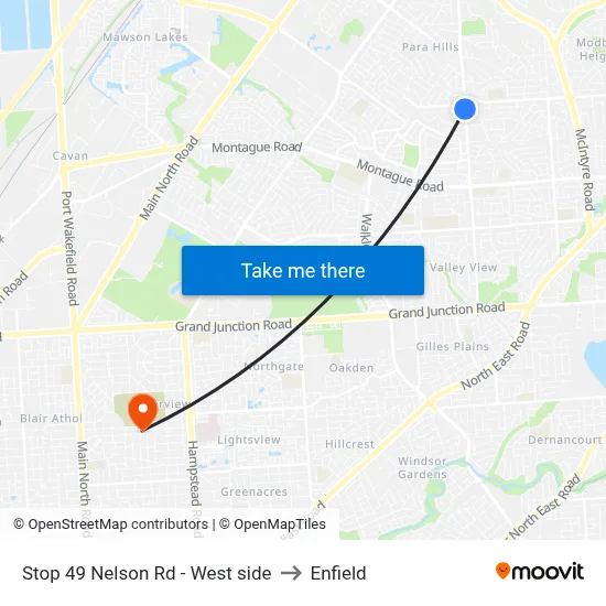 Stop 49 Nelson Rd - West side to Enfield map