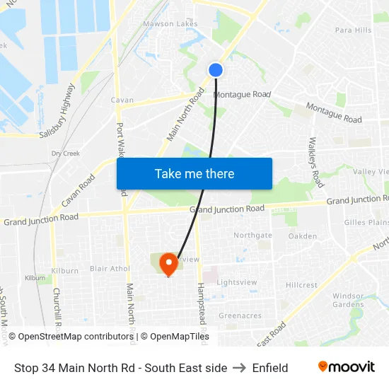 Stop 34 Main North Rd - South East side to Enfield map