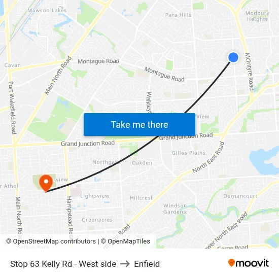 Stop 63 Kelly Rd - West side to Enfield map