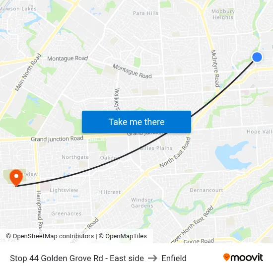 Stop 44 Golden Grove Rd - East side to Enfield map
