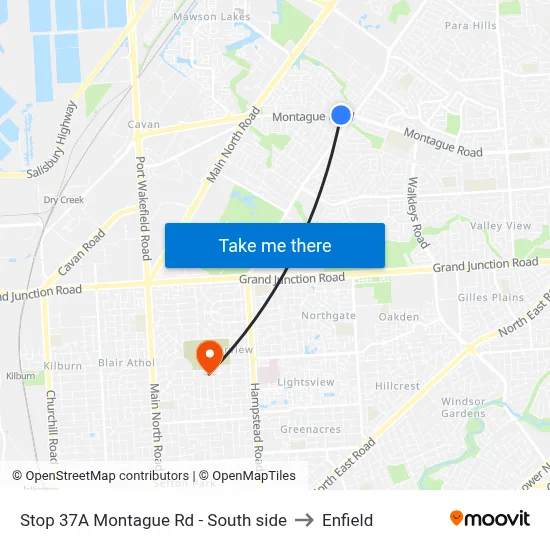 Stop 37A Montague Rd - South side to Enfield map