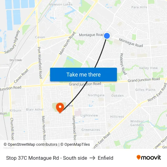 Stop 37C Montague Rd - South side to Enfield map