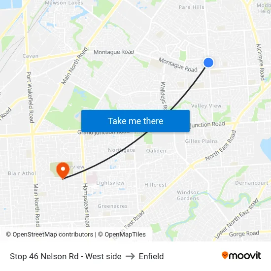 Stop 46 Nelson Rd - West side to Enfield map