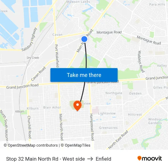 Stop 32 Main North Rd - West side to Enfield map