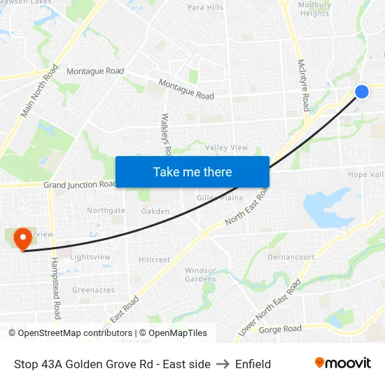 Stop 43A Golden Grove Rd - East side to Enfield map