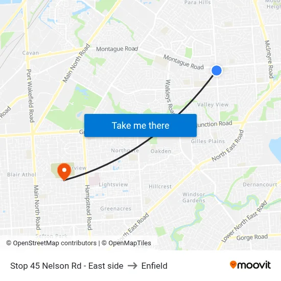 Stop 45 Nelson Rd - East side to Enfield map