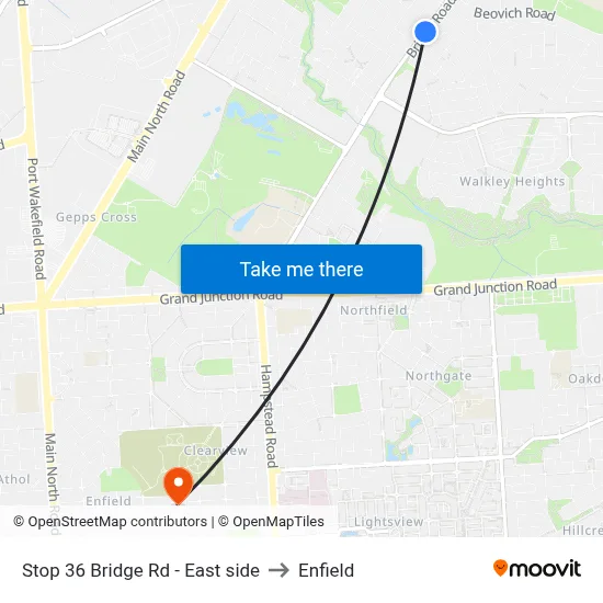 Stop 36 Bridge Rd - East side to Enfield map