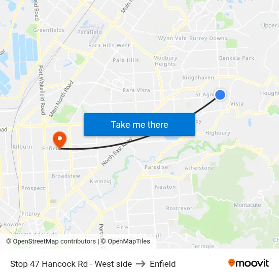 Stop 47 Hancock Rd - West side to Enfield map