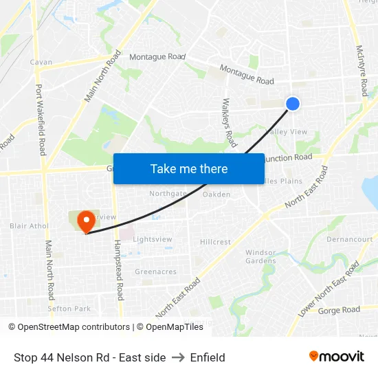 Stop 44 Nelson Rd - East side to Enfield map