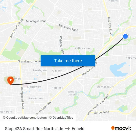 Stop 42A Smart Rd - North side to Enfield map