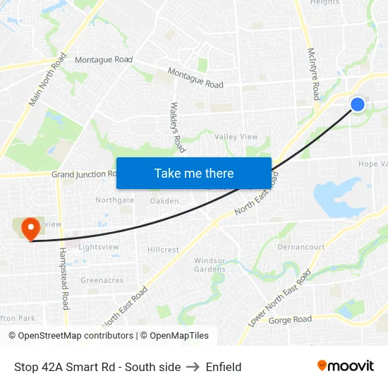 Stop 42A Smart Rd - South side to Enfield map