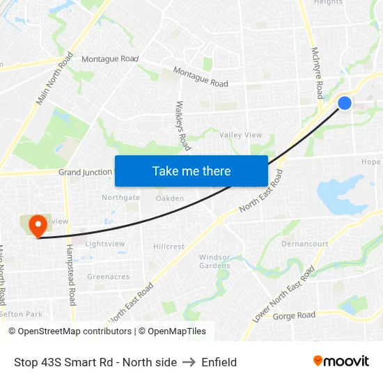 Stop 43S Smart Rd - North side to Enfield map