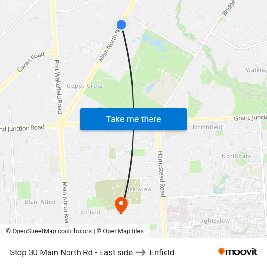 Stop 30 Main North Rd - East side to Enfield map