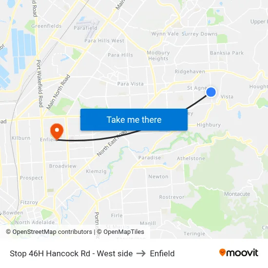 Stop 46H Hancock Rd - West side to Enfield map