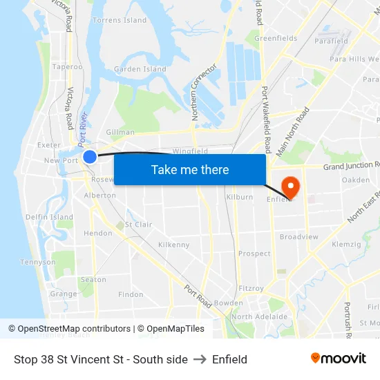 Stop 38 St Vincent St - South side to Enfield map