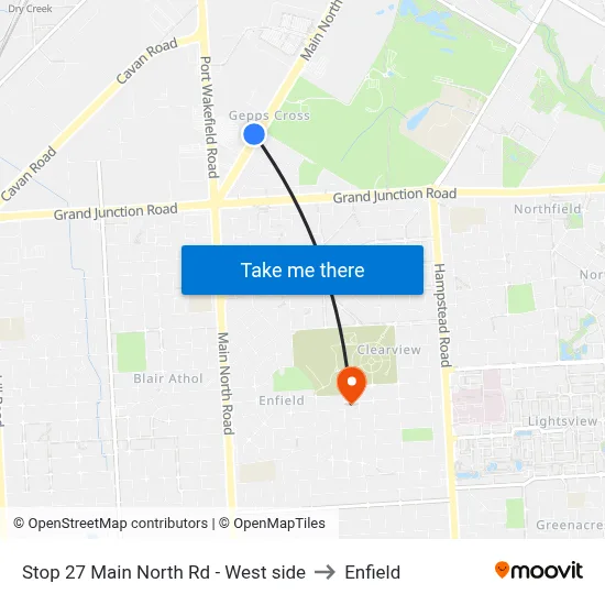 Stop 27 Main North Rd - West side to Enfield map