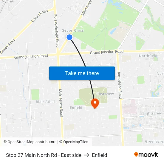 Stop 27 Main North Rd - East side to Enfield map