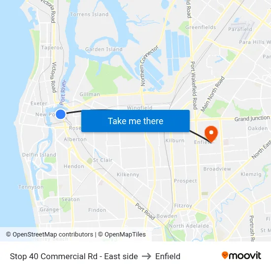 Stop 40 Commercial Rd - East side to Enfield map